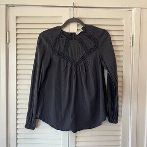 Wrap London peasant top grey 2 shirt blouse tencel lace